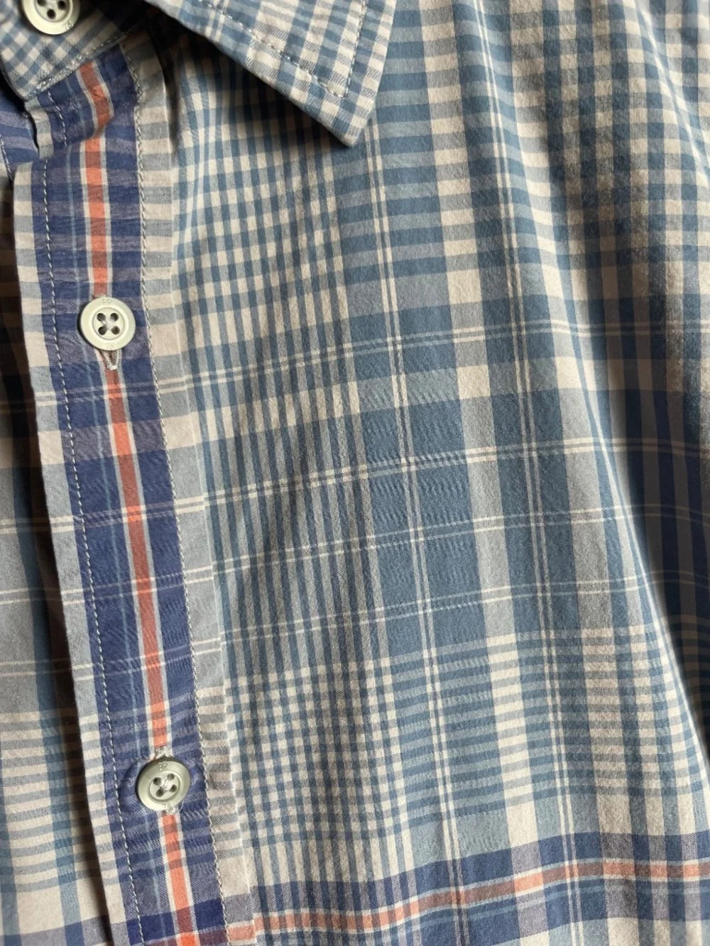 Banana Republic Men's Blue Gray Plaid Cotton Long Sleeve Button Up Shirt XL